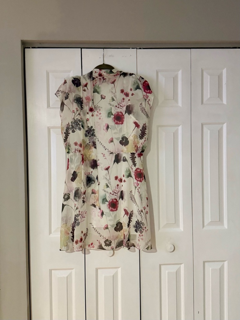 Haute Hippie Boho Mini Dress Silk Blend Flowery Festival Beige Neutral - Size L - Picture 2 of 6